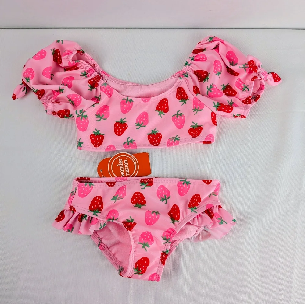 Wonder Nation Pink‎ Strawberry Print Swimsuit